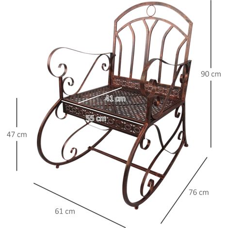 Fauteuil à bascule style vintage en métal avec courbes élégantes, haut confort d'assise charge 150 kg dimensions 61 x 79 x 90 cm (1/5)