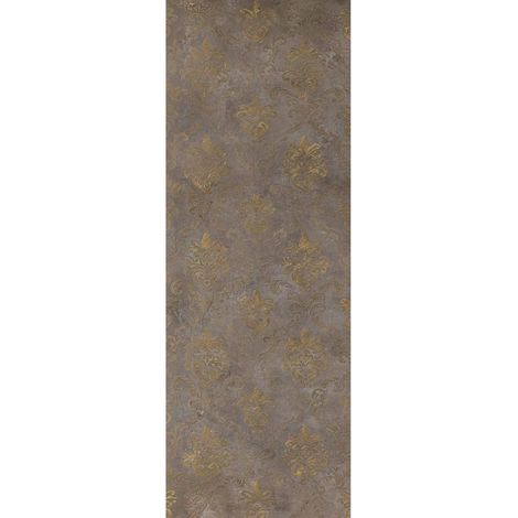 Papier peint panoramique gris & doré baroque | Tapisserie panoramique élégante à motif | Papier peint panoramique bande verticale pour salon - 280 x 100 cm (1 pièce) (1/2)