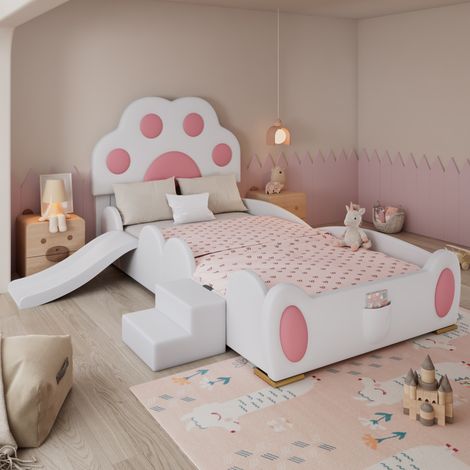 Letto struttura letto con scivolo gattino rosa OKMYHOME