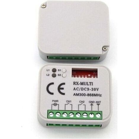 Récepteur universel 433,92 MHz multicode avec 3 télécommandes, portée 150 m, alimentation 9-30 V CA/CC, compatible portail et garage (1/4)