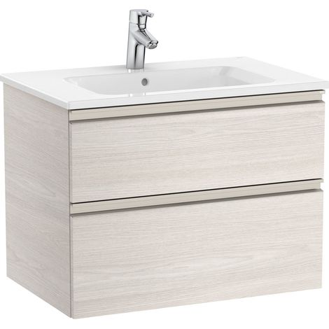 Pack Unik élément bas avec deux tiroirs + lavabo central THE GAP - ROCA Couleur : frêne nordique - Dimensions : 705x460x537 mm (1/3)