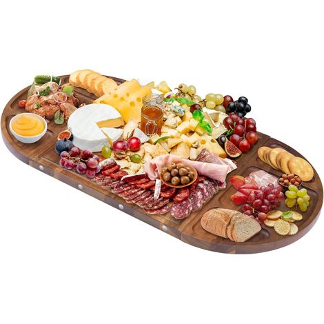 Grande planche à charcuterie magnétique en bois d'acacia 66 cm x 33 cm, planche à fromage pour le divertissement, belle planche à charcuterie carrée en bois de Noël personnalisée (1/5)