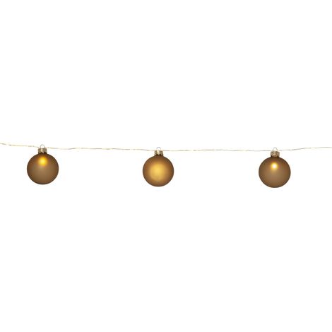 EGLO LED Lichterkette für innen Bliss, beleuchtete Wohnzimmer Deko mit Timer, batteriebetriebene Weihnachtsbeleuchtung mit Weihnachtskugeln, gold, warmweiß, Länge 1,6 m (1/3)