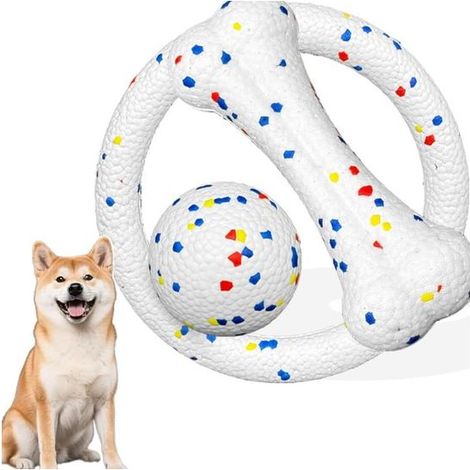 Jouet balle indestructible pour chien - À mâcher pour mâcheurs puissants - 2,4 pouces - Flottante et rebondissante - Jouet de dentition pour petits et moyens chiens - Lot de 3 pièces avec anneau de tr (1/5)
