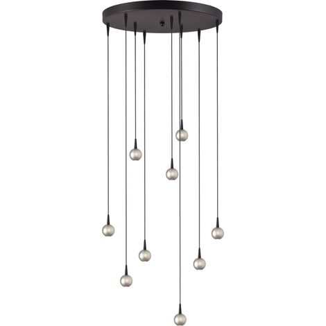Lampe suspendue à 9 lampes Talana noir avec nickel Ø 50cm DTW - 2412-05-37-50-9 (1/3)