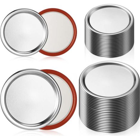 Tapas para tarros de conserva, selladas al vacío, paquete de 48 unidades (8,2 x 8,2 x 0,3 cm) (1/5)