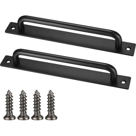 Lot de 2 boutons de porte de grange, noirs, robustes avec vis, en aluminium, pour armoires, meubles de cuisine et chambre
