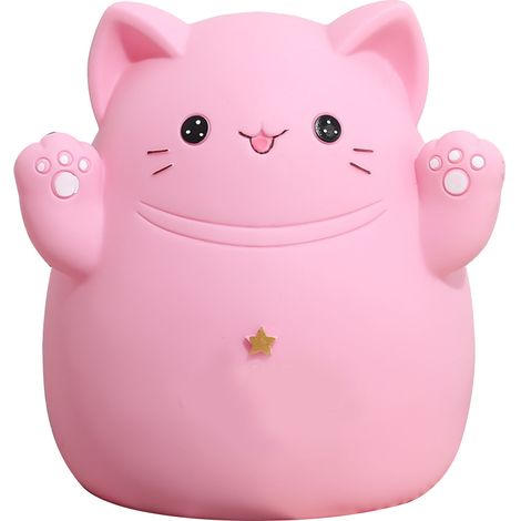 Tirelire Chat Mignon en Forme de Cochon, Boîte à Argent Décorative pour Enfants, Cadeau Jouet Rose 13x11x15cm (1/5)