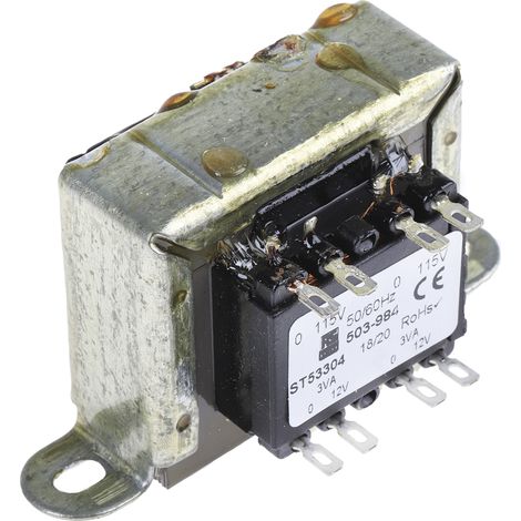 Transformateur à montage sur châssis, Vin 115V ac, 230V ac, Vout 12V c.a., 2 sorties, 6VA ( Prix pour 1 )