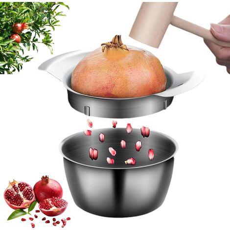 Pelador de granadas 2025, desespumante de acero inoxidable, pelado eficiente, herramienta para pelar granadas en la cocina, removedor de semillas de granada antideslizante con recipiente de acero inox (1/5)