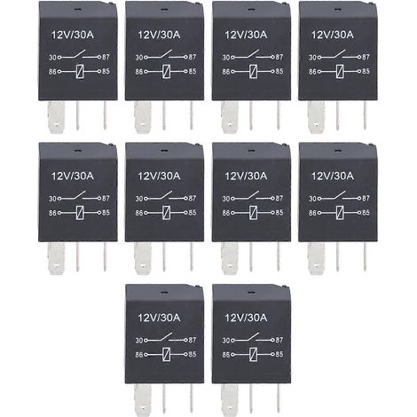 10er-Set violette Relais 12V 30A wasserdicht für Nebelscheinwerfer und Klimaanlage (4-polig)