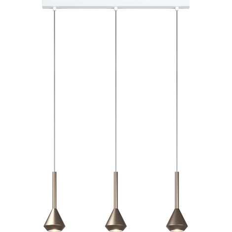 Lampadario Moderno Rettangolare Aygo Metallo Bianco E Bronzo 3 Luci Gu10