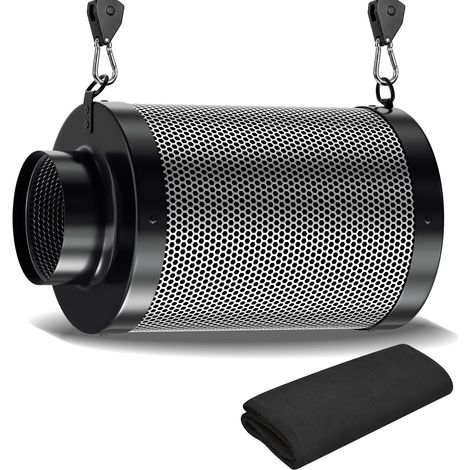 Wolketon Filtro de carbón activo 100300mm, filtro carbono antiolor para grow box extractor aire con prefiltro (1/5)