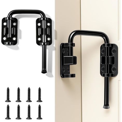 Türschloss, Außentorschloss, Innentürschloss und multifunktionaler Sicherheitsriegel – Robuster, schwarzer Metall-Schwingriegel für Türen, Schränke und Schubladen (1/5)
