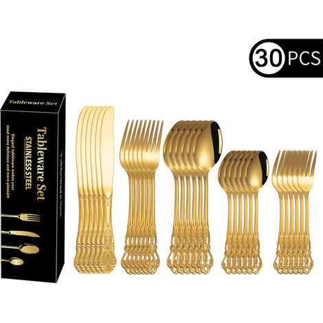 (Or) Couverts, fourchettes et cuillères  vaisselle royale haut de gamme  couverts à steak et cuillères à dessert. (1/5)