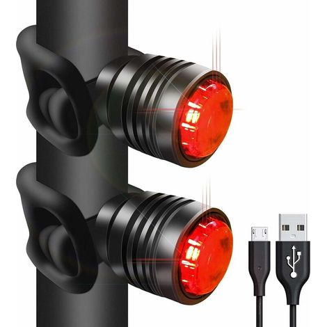 Wiederaufladbares LED-Rücklicht mit USB-Anschluss, 3 Leuchtmodi, geeignet für Mountainbikes, Rennräder und Rucksäcke, wasserdicht und in Sekundenschnelle montiert
