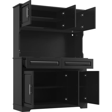 Armoires de cuisine (108×40×180cm), armoire haute avec commande par application, étagères réglables, espace de rangement avec plan de travail pour cuisine et salle à manger, buffet avec éclairage LED, (1/5)