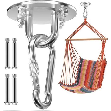 Hochleistungs-Deckenhaken, 360° drehbar, robuster Aufhängehaken aus Edelstahl 304, geeignet für Holzdecken, Veranden, Fitnessstudios und Yogastudios (1/5)