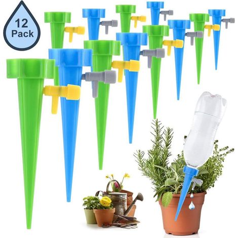 12pcs Goutte à Goutte Pot de Fleur Bouteille Irrigation Goutte à Goutte Bouteille Arroseur Automatique Plantes Arrosage Goutte a Goutte avec Vannes pour Jardin Maison Intérieur Extérieur (1/5)