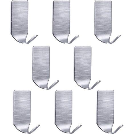 Crochets muraux robustes et étanches en acier inoxydable pour robes, serviettes, porte-clés, sacs de Noël, guirlandes lumineuses - Maison, cuisine, salle de bain, lot de 8 crochets de salle de bain La