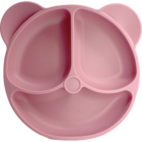 Assiette Repas Bébé En Silicone - Ventouse Puissante Pour Table En Bois Ou Verre - Compartiments Séparés - 1 Pièce (1/5)