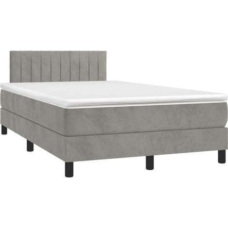 Sommier à lattes de lit avec matelas LED gris clair 120x190 (1/5)