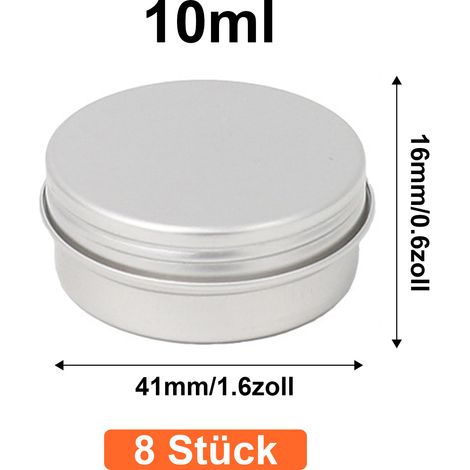 Pot En Aluminium - 4,1 cm x 1,5 cm - 10 ml - Bocal Vide Pour Crème Cosmétique Lip Balm Bougie Mini - Lot De 8 (1/5)