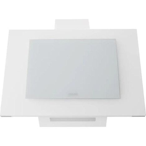 Cappa da cucina verticale Maan da 60 cm, bianca, a parete, con vetro e LED, silenziosa e potente.