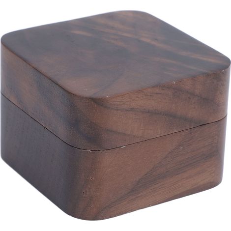 Boîte à bagues carrée de 5,5 cm en bois de noyer, fermeture magnétique, étui à bijoux portable pour mariage, emplacement unique (1/5)