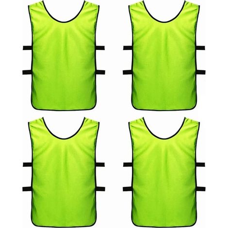 Gilet d'entraînement de football vert fluorescent en tissu mercerisé pour adultes, idéal pour l'extérieur. (1/5)