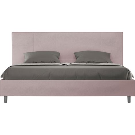 Letto Matrimoniale King Size 200x200 cm con Rete Imbottito in Microfibra Mika Glicine (1/5)