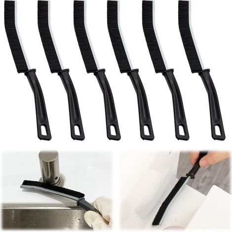 Set di 6 spazzole multiuso per la pulizia di fughe e fessure – Setole rigide, manico lungo – Ideali per cucina e bagno