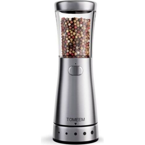 Moulin à poivre électrique, moulin à sel ou à poivre rechargeable en acier inoxydable, grande capacité de 126 g, ouverture de 4,6 cm, mouture réglable, idéal pour la cuisine. (1/5)