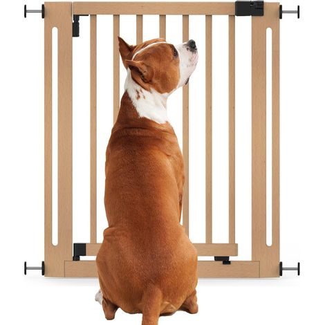 Bettacare Wooden Elegance Dog Gate, Natural, 79cm - 87cm, Pressure Fit Pet Gate, 57cm Extra Wide Doorway, Easy Installation