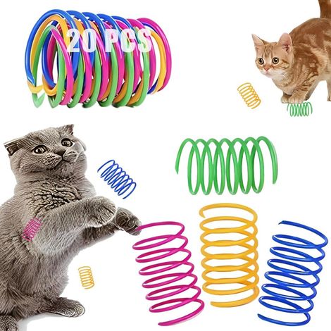 Lot de 20 jouets pour chat, spirale à ressort colorée en plastique créative (1/5)