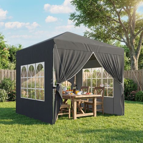 Faltbarer Gartenpavillon, 2,5 x 2,5 m, höhenverstellbar, UV-Schutz 50+, einfache Montage, dunkelgrau (1/5)