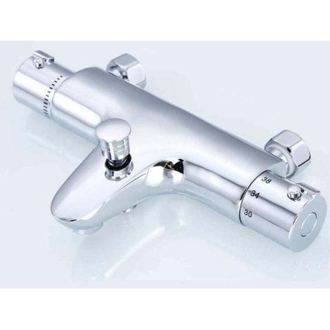 Thermostatic bath mixer, tap, shower mixer with thermostat, copper-plated, bath-mounted (1/4)