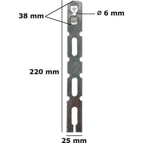 Patte de fixation L 220 mm pour dormant de 60 ou 70 mm pour pose en applique de fenêtre GEFRADIS