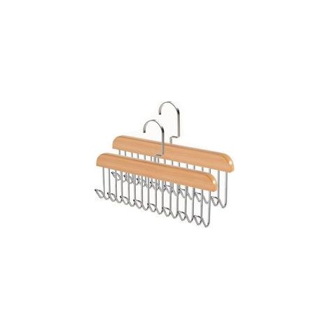 Lot De 2 Porte-Ceintures, en Bois, avec 8 Crochets, Rotatifs à 360 °, Gain De Place, pour écharpes, Cravates, Ceintures (Couleur Bois) (1/5)