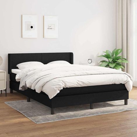 Cama box spring con colchón tela negro 140x190 cm (1/5)