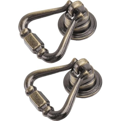 Lot de 2 poignées de tiroir en laiton antique, anneau de traction décoratif à trou unique avec vis pour meubles (1/5)