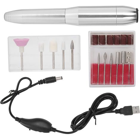 Lime électrique à ongles en alliage d'aluminium, outil de manucure professionnel argenté, polisseuse rotative rechargeable (1/5)