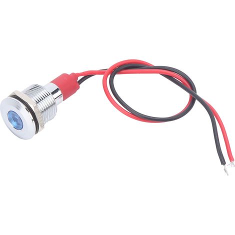 Lampe témoin LED 12mm IP66 étanche, voyant signal bleu avec fil, clignotant pour tableau, indicateur lumineux 12V (1/5)