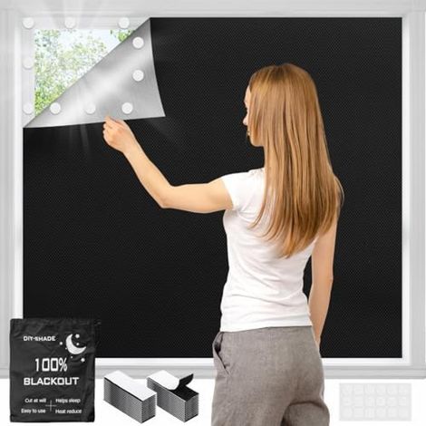 Rideau occultant sans perçage 400x146cm tissu Oxford pour fenêtre de toit, protection solaire grenier, store enrouleur à poser (1/5)