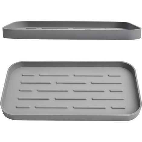 High Quality Bio Silicone Sink Organizer - Sink Tray to Store Rags, Sponge - Spoon Rack - Multifunction (Grey) (1/5)