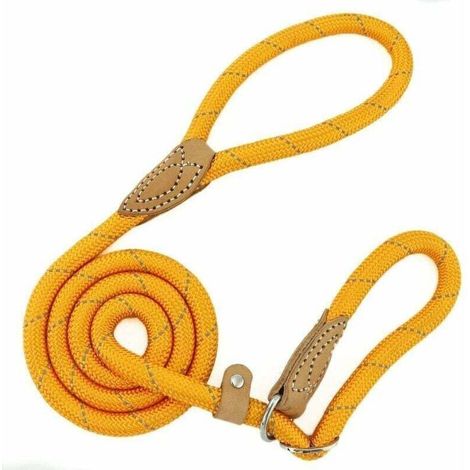 Laisse de dressage réfléchissante pour chiens de petite, moyenne, grande et très lourde taille (diamètre 1 cm x longueur 150 cm) (orange)
