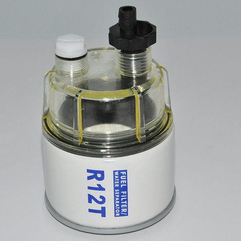 Abbildung: Metall- und Kunststoffkomponenten des R12T-Filters, Kraftstofffilter, Wasserabscheiderkomponenten (1/5)