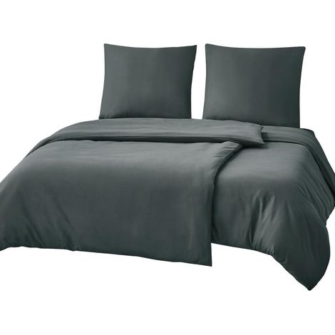 Bettwäsche-Set 135x200cm 4-teilig Anthrazit Mikrofaser mit Reißverschluss (1/5)