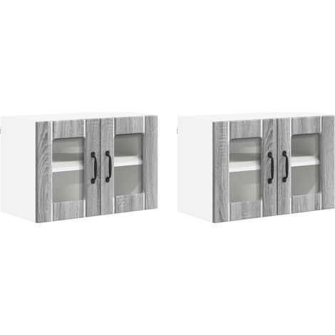 Maison Exclusive - Armario de vidrio para pared LUCCA 2 pcs Gris