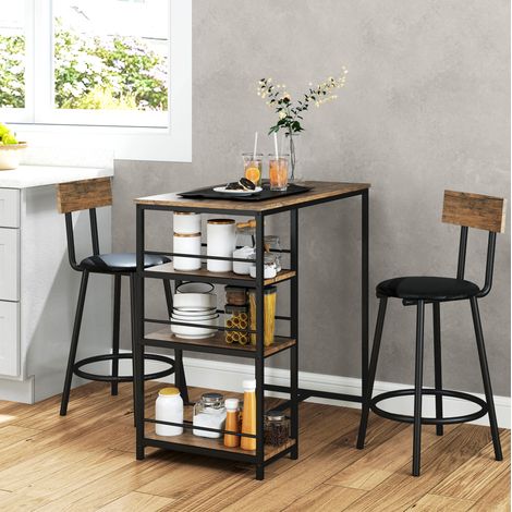 Tisch Küchentisch platzsparend 90x50 cm mit 2 Hockern OKMYHOME (1/4)